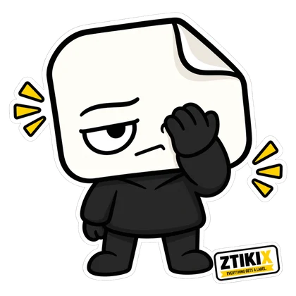 ZTIKIX covers one eye and part of the face with a gloved hand, looking exasperated.