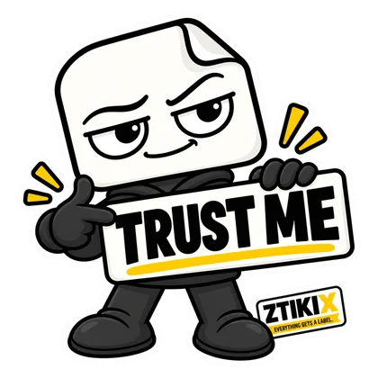 ZTIKIX smirks and gives a thumbs-up while holding a white sign reading TRUST ME.